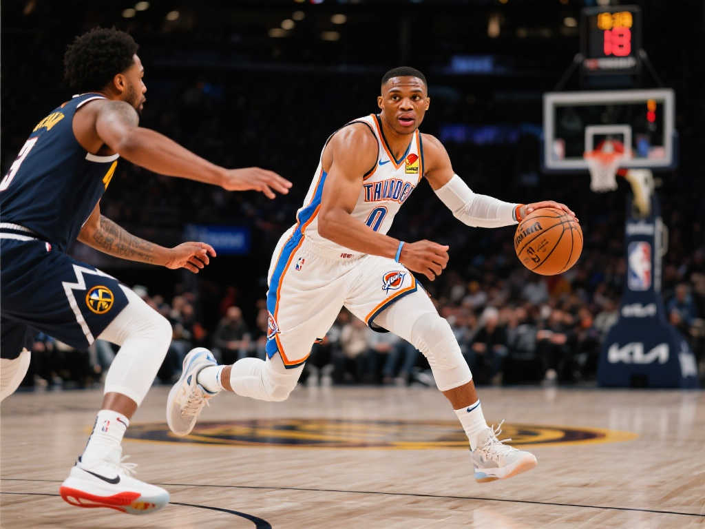 威斯布鲁克持球瞬间，掘金队广播连声喊‘不不不’